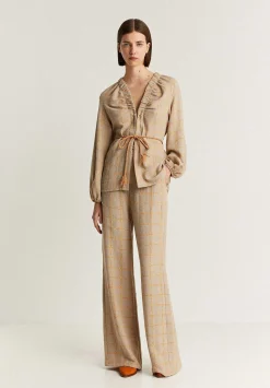 Blazer Cuadros Detalle Cordon-Scalpers Discount