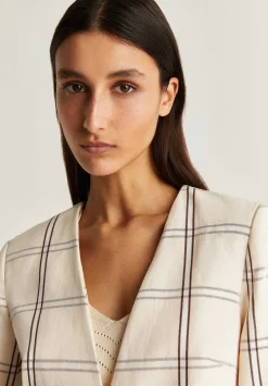 Blazer Cuadros Escote Pico-Scalpers Online