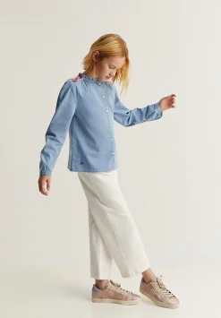 Blusa Denim Bordada Contraste-Scalpers Best Sale