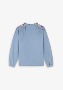 Blusa Denim Bordada Contraste-Scalpers Best Sale
