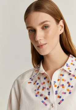 Camisa Detalle Bordados Diseno Cuadrados-Scalpers Best Sale