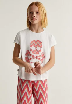 Camiseta Calavera Print Zigzag-Scalpers Discount