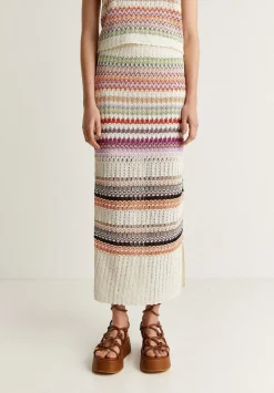 Falda Midi Crochet Rayas-Scalpers Cheap