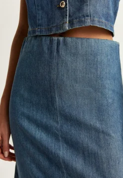 Falda Midi Denim Bajo Vuelo-Scalpers Sale