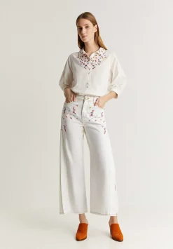 Jeans Culotte Detalles Bordados-Scalpers Cheap