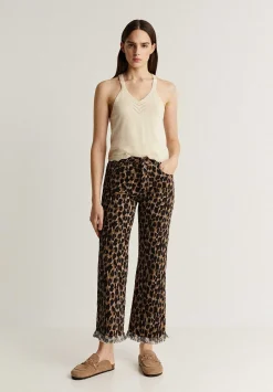 Pantalon Animal Print Bajo Desflecado-Scalpers Best Sale