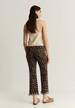 Pantalon Animal Print Bajo Desflecado-Scalpers Best Sale
