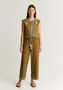Pantalon Detalle Bordado Etnico-Scalpers Online