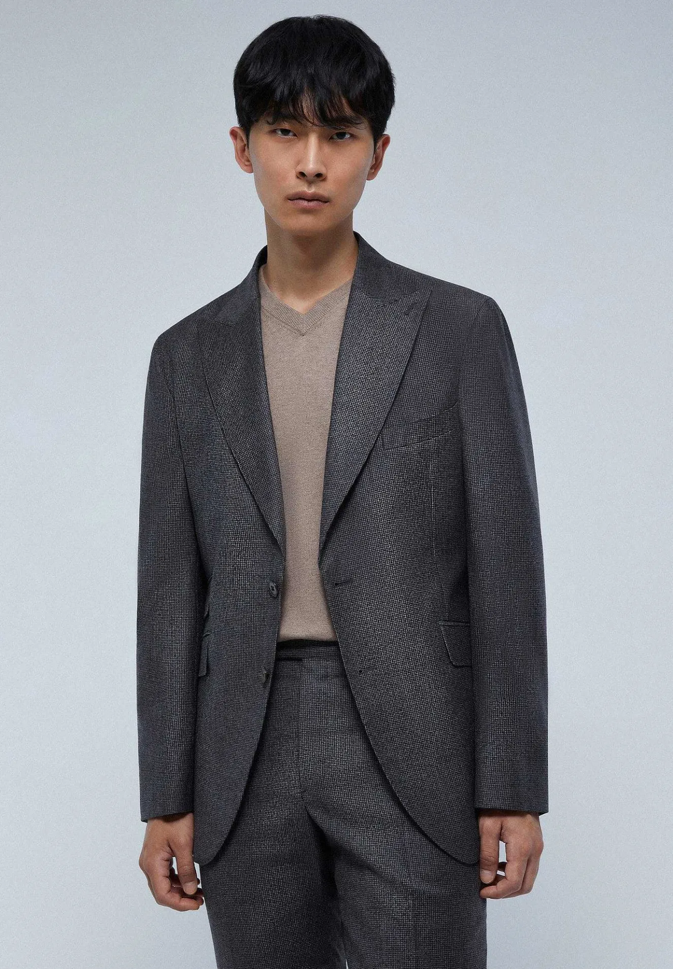 Traje Premium Cuadros Punta De Lanza Gris-Scalpers Best
