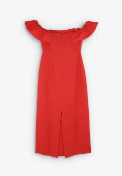 Vestido Lino Midi Drapeado Pecho-Scalpers Clearance