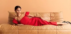 Vestido Lino Midi Drapeado Pecho-Scalpers Outlet